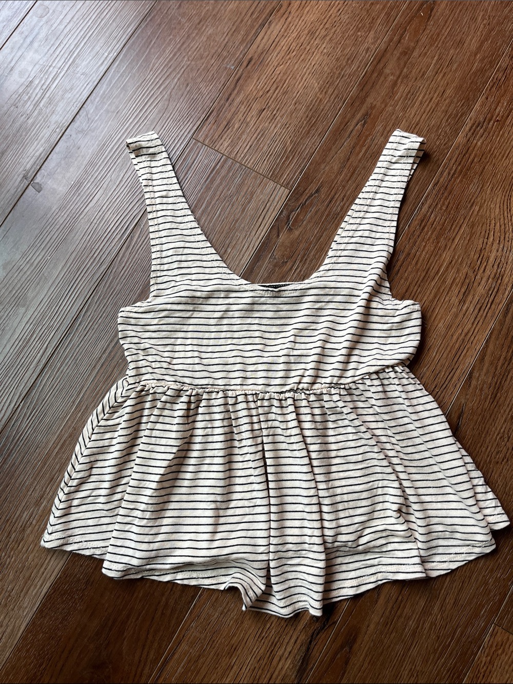 Striped Ivory and Black Tank Top Peplum